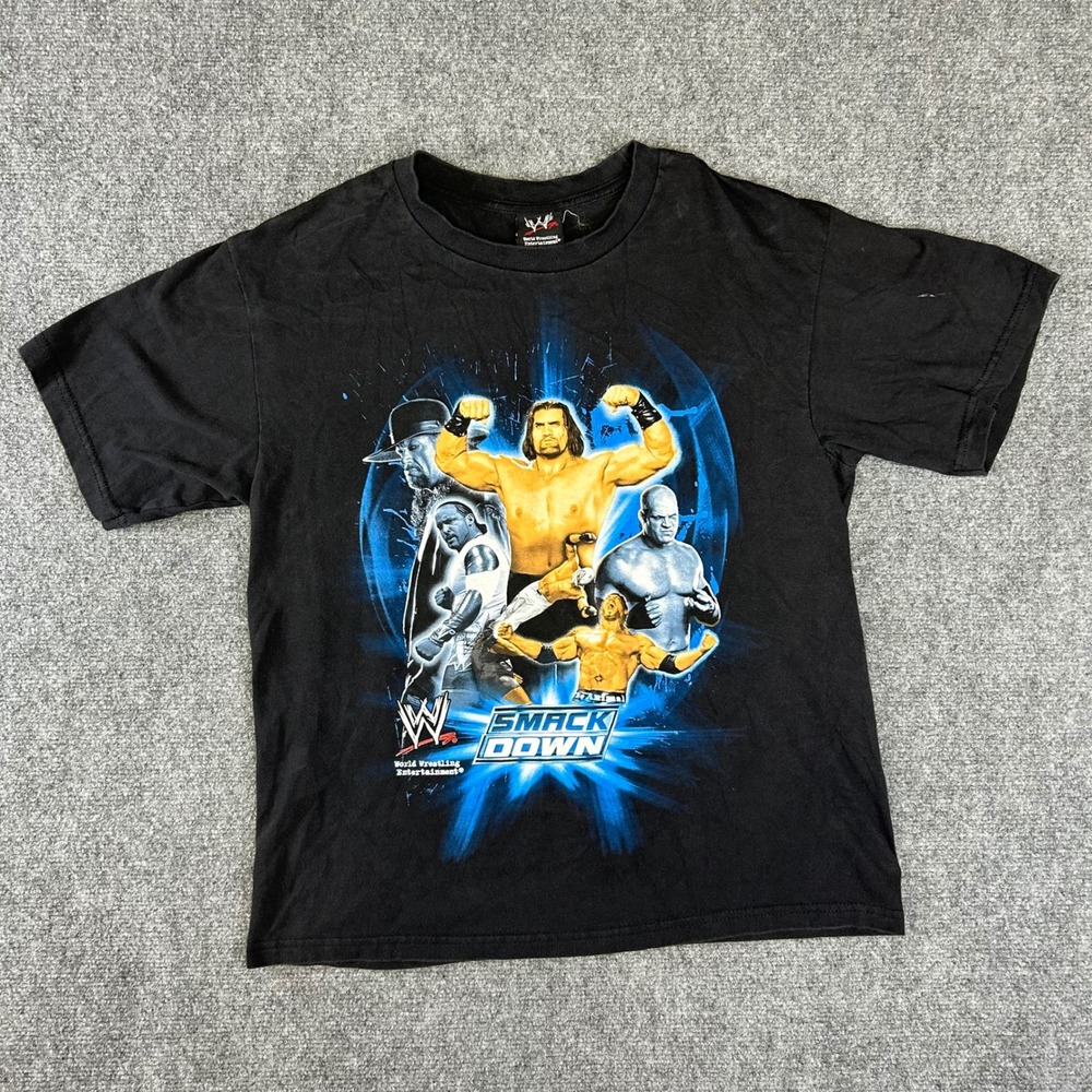 WWE Smackdown Graphic T-Shirt Black Hybrid Tees Undertaker Khali Kane XL Youth